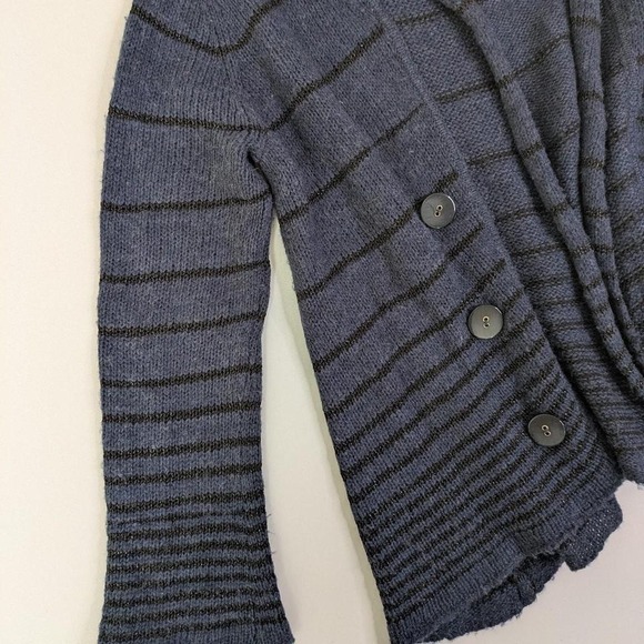 Free People Open Front Cardigan M Striped Metallic Double Breasted Button Wool - Picture 4 of 7